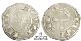 CRUSADERS, Antioch. Bohémond III. 1163-1201. BI Denier (18 mm, .90 g.). Antioch mint. + BOAMVИDVS, bust left, wearing Norman helmet decorated with cro...