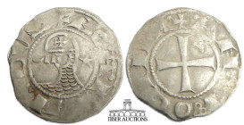 CRUSADERS, Antioch. Bohémond III. 1163-1201. BI Denier (18 mm, .82 g.). Antioch mint. + BOAMVИDVS, bust left, wearing Norman helmet decorated with cro...