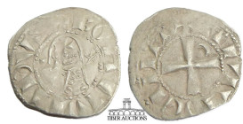 CRUSADERS, Antioch. Bohémond III. 1163-1201. BI Denier (18 mm, .75 g.). Antioch mint. + BOAMVИDVS, bust left, wearing Norman helmet decorated with cro...