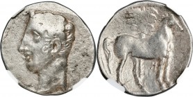 PUNIC SPAIN. Carthago Nova. Carthaginian Occupation, Time of Hannibal. Ca. 237-209 BC. AR shekel (22mm, 6.05 gm, 12h). NGC Choice VF 3/5 - 4/5. Cartha...