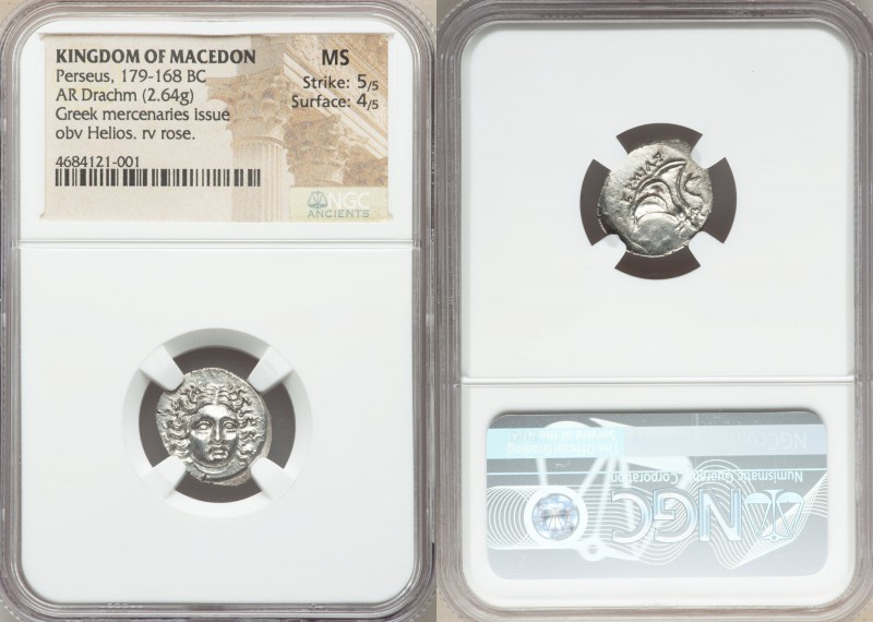 MACEDONIAN KINGDOM. Perseus (179-168 BC). AR drachm (16mm, 2.64 gm, 4h). NGC MS ...