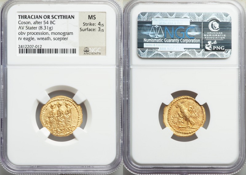 THRACIAN DYNASTS. Coson (ca. after 54 BC). AV stater (21mm, 8.31 gm, 12h). NGC M...