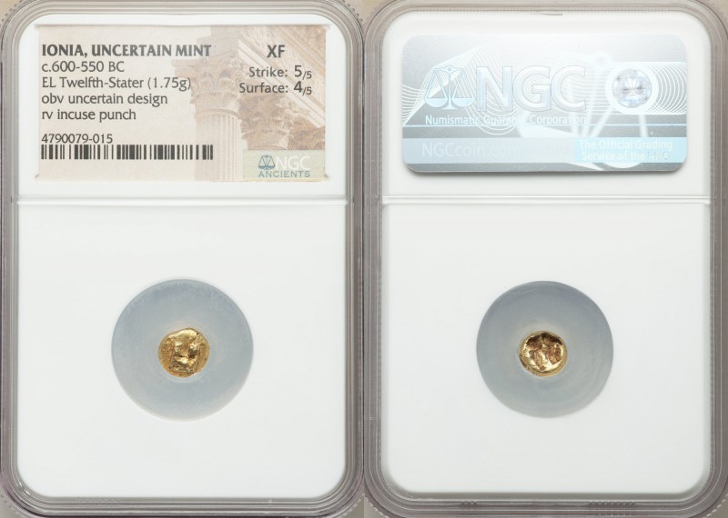 IONIA. Uncertain mint. Ca. 600-550 BC. EL 1/12 stater or hemihecte (8mm, 1.75 gm...