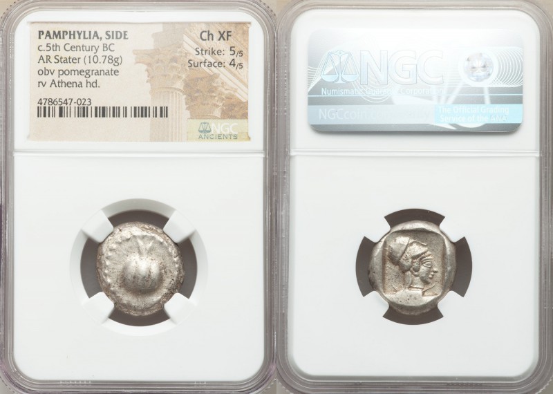 PAMPHYLIA. Side. Ca. 5th century BC. AR stater (18mm, 10.78 gm, 12h). NGC Choice...