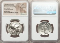 PAMPHYLIA. Side. Ca. 205-100 BC. AR tetradrachm (32mm, 16.28 gm, 12h). NGC AU 4/5 - 3/5. Dei-, magistrate. Head of Athena right, wearing triple-creste...