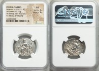 CILICIA. Tarsus. Balacros, as Satrap (ca. 333-323 BC). AR stater (25mm, 10.77 gm, 2h). NGC AU 4/5 - 4/5. Baaltars seated left, holding lotus-tipped sc...