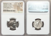 PHOENICIA. Tyre. Ca. 126/5 BC-AD 65/6. AR shekel (23mm, 13.91 gm, 1h). NGC Choice XF 4/5 - 3/5. Dated Civic Year 177 (AD 51/2). Bust of Melqart right,...