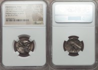 PHOENICIA. Tyre. Ca. 126/5 BC-AD 65/6. AR half-shekel (22mm, 6.58 gm, 12h). NGC Choice Fine 4/5 - 3/5. Dated Civic Year 36 (91/0 BC). Bust of Melqart ...