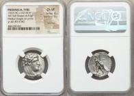 PHOENICIA. Tyre. Ca. 126/5 BC-AD 67/8. AR half-shekel (22mm, 6.92 gm, 11h). NGC Choice VF 4/5 - 3/5, brushed. Dated Civic Year 40 (87/6 BC). Laureate ...