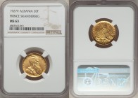 Republic gold "Prince Skanderbeg" 20 Franga Ari 1927-V MS63 NGC, Vienna mint, KM12. 

HID09801242017