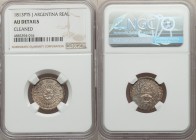 Republic Real 1813 PTS-J AU Details (Cleaned) NGC, Potosi mint, KM2. Exceptionally difficult to locate outside of characteristically low grades, the n...