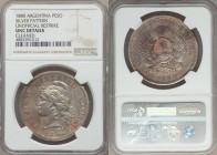 Republic silver Unofficial Restrike Pattern Peso 1880 UNC Details (Cleaned) NGC, KM-Pn20, Janson-31. A lovely restrike Peso, of which Janson, pg. 297 ...
