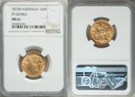 Victoria gold "St. George" Sovereign 1873-M MS61 NGC, Melbourne mint, KM7. 

HID09801242017