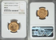 Victoria gold "Shield" Sovereign 1887-S MS61 NGC, Sydney mint, KM6. 

HID09801242017