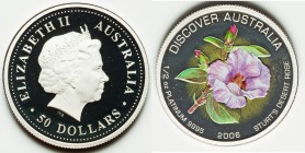 Elizabeth II 5-Piece Uncertified platinum "Discover Australia - Flora" 50 Dollars (1/2 oz.) Proof Set 2006, 1) "Sturt's Desert Rose" 50 Dollars, KM983...