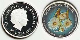 Elizabeth II 5-Piece Uncertified platinum "Discover Australia - Flora" 50 Dollars (1/2 oz.) Proof Set 2007, 1) "Tasmanian Bluegum" 50 Dollars, KM995 2...