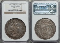 Leopold I Taler 1632 MS62 NGC, Hall mint, KM629.2, Dav-3338. Fully esteemable quality for this popular 17th-century crown, a playful iridescence gathe...