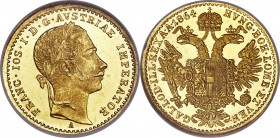 Franz Joseph gold Ducat 1864-A MS66 NGC, Vienna mint, KM2264. A gorgeous gem example displaying radiant golden luster. Struck to needle-precision, the...
