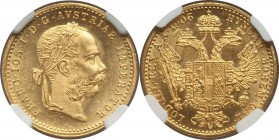 Franz Joseph I gold Ducat 1906 MS66 NGC, KM2267. A superbly brilliant offering and the finest certified by NGC to-date. 

HID09801242017