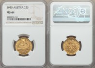 Republic gold "St. Leopold" 25 Schilling 1935 MS64 NGC, Vienna mint, KM2856. 

HID09801242017