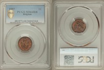 Leopold I Centime 1857 MS64 Red and Brown PCGS, KM1.2. Alight with brilliant contrasts--red color filling the fields as clay brown sits proudly atop t...