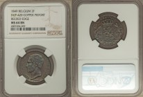 Leopold I copper Pattern 2 Francs 1849 MS64 Brown NGC, KM-Unl., Dupriez-419 (R2). Reeded edge. A notably rare, razor-sharp issue, misattributed as a p...