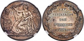 Leopold I silver Medallic 2 Francs 1856 MS64 NGC, KM-X6.1. Coin Alignment. Struck to commemorate the 25th year of the King's reign. From the Engelen C...