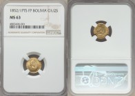 Republic gold 1/2 Scudo 1852/1 PTS-FP MS63 NGC, Potosi mint, KM113. Truly gorgeous for the type, this scarce overdate stands just a grade point below ...