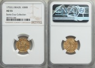 Jose I gold 1000 Reis 1752-(L) AU55 NGC, Lisbon mint, KM162.1, LMB-290. Shimmering and well-struck, exhibiting a slight flan wave, as made. From the S...