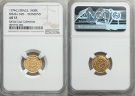 Jose I gold 1000 Reis 1774-(L) AU55 NGC, Lisbon mint, KM162.2, LMB-309. Small size, "DOMINVS" variety. From the Santa Cruz Collection

HID09801242017