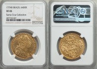 Jose I gold 6400 Reis 1774-B XF45 NGC, Bahia mint, KM172.1, LMB-404. Relatively strong luster remains in the fields, lending good eye appeal for the g...