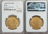 Maria I gold 6400 Reis 1794-R AU58 NGC, Rio de Janeiro mint, KM226.1. Attractive for the certified grade with much bold detail and an appealing portra...