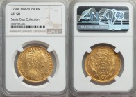 Maria I gold 6400 Reis 1798-R AU58 NGC, Rio de Janeiro mint, KM226.1, LMB-O536. This piece feature some interesting waviness to the surface of the obv...