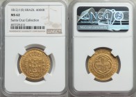 João Prince Regent gold 4000 Reis 1812/1-(R) MS62 NGC, Rio de Janeiro mint, KM235.2. The overdate very clear, an attractive Mint State offering. From ...