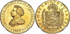 Pedro I gold 4000 Reis 1823-R AU Details (Cleaned) NGC, Rio de Janeiro mint, KM369.1, LMB-593. The earliest date in the Pedro I 4000 Reis series. Gene...