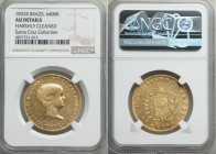 Pedro II gold 6400 Reis 1832-R AU Details (Harshly Cleaned) NGC, Rio de Janeiro mint, KM387.2, LMB-613. AGW 0.4228 oz. From the Santa Cruz Collection
...