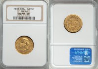 Pedro II gold 10000 Reis 1883 MS60 NGC, Rio de Janeiro mint, KM467. 

HID09801242017
