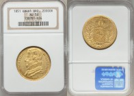 Pedro II gold 20000 Reis 1851 AU58 NGC, Rio de Janeiro mint, KM463. 

HID09801242017