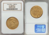 Pedro II gold 20000 Reis 1864 AU58 NGC, Rio de Janeiro mint, KM468. 

HID09801242017