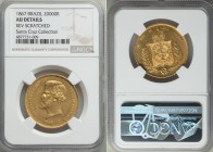 Pedro II gold 20000 Reis 1867 AU Details (Reverse Scratched) NGC, Rio de Janeiro mint, KM468, LMB-686. AGW 0.5286 oz. From the Santa Cruz Collection

...