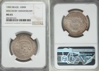 Republic "Discovery Anniversary" 1000 Reis 1900 MS65 NGC, KM500. A covetable specimen from this popular "Discovery" series, mottled throughout with ru...