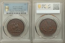 Province of Canada. Upper Canada copper Penny Token 1850 AU55 PCGS, PC-6A2, Br-719. Variety with dot between ends of cornucopiae. A handsome mahogany ...