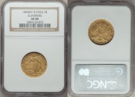 Republic gold 2 Escudos 1844 So-IJ XF40 NGC, Santiago mint, KM102.1. An attractive, original piece with evenly toned surfaces and just a few laminatio...