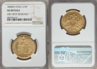 Republic gold 10 Pesos 1868-So AU Details (Obverse Spot Removed) NGC, Santiago mint, KM145. AGW 0.4413 oz. 

HID09801242017