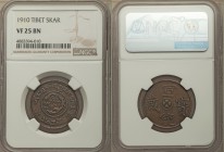 Tibet. Hsüan-t'ung Skar 1910 VF25 Brown NGC, KM-Y4. Fine medium brown surfaces with darker toning around the devices. From the Engelen Collection of W...