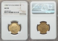 Charles III gold 2 Escudos 1782 P-SF AU50 NGC, Popayan mint, KM49.2. 

HID09801242017