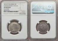 Cundinamarca. Nueva Granada 2 Reales 1815-JF AU Details (Cleaned) NGC, Bogota mint, KM-C4. An elusively high grade with strong facial features in the ...