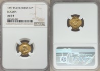 Nueva Granada gold Peso 1837 BOGOTA-RS AU58 NGC, Bogota mint, KM93.

HID09801242017