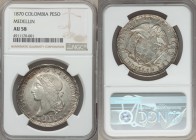 Estados Unidos Peso 1870 AU58 NGC, Medellin mint, KM154.2. Elusive quality for an issue more often encountered in details grades, and correspondingly ...