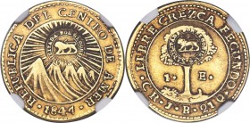 Republic gold Countermarked Escudo ND (1849-1857) XF45 NGC, San Jose mint, KM84. Counterstamp (XF Standard). Type VI counterstamp upon Central America...